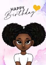 PRINCESS  AFRO Birthday Card 19956 created by IBERE APPAREL