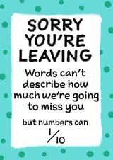sorry leaving Leaving Card 19567 created by Jolly Ginger Cards