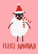 Christmas Sheep - Fleece Navidad - Cute - Pun - Sheep - Fleece - Feliz Navidad - Cosy - Christmas Card created by Isabella