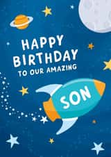 Space Birthday Card for Son created by Macie Dot Doodles