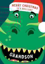 Grandson Dinosaur Christmas Card 4043 created by Macie Dot Doodles