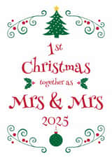 First Christmas married card for gay couple, wife celebrating anniversary LGBTQ+ created by Hello Fridays Studio
