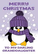 Merry Christmas to my darling Granddaughter Purple Penguin Christmas Card created by Krimbles