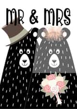 Mr & Mrs Bear card - happy wedding day - cute wedding card created by CardandFast