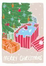 cat box Christmas Card 16625 created by That Fat Cat Illustration
