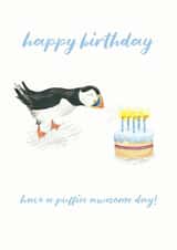puffin cute Birthday Card 14883 created by Kathleen Illustration