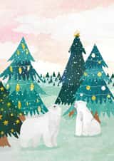 Polar Bears - Festive - Christmas Trees - Snow - Pretty - Classic - Christmas Card created by Madeleine Groves