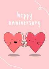 Cute Love Hearts Anniversary Card - Prosecco - Happy Anniversary created by The Tipsy Turtle