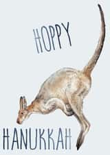 Happy Hanukkah Kangaroo Illustration Pun Card created by Wandering Laur