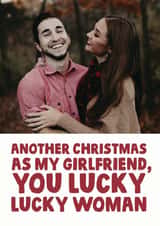 Personalised Christmas Photo Card created by Studio Doodles - Funny Christmas Card - Girlfriend - Lucky Woman