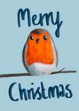 Arty - Festive Robin - Hand Painted - Painted - Merry Christmas Robin - Cute - Classic - Traditional - Christmas Card created by Tris Drew