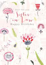 Traditional Birthday Card - For Sister In Law - Flowers created by Rebecca Prinn