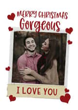 Personalised Christmas Photo Card created by Giddy Kipper - Cute Christmas Card - Gorgeous - Hearts