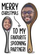 Personalised Christmas Photo Card created by TeePee Creations - Cute Personalised Christmas Photo Card - To My Favourite Spooning Partner
