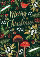 Traditional - Pretty - Festive - Holly - Mistletoe - Robin - Merry Christmas Card created by Victoria Nelson