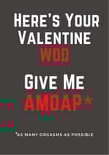Crossfit adult Valentines Day Card 44844 created by Nice Try Cards