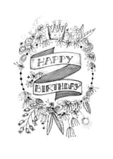 Classic Birthday Card - Hand Drawn - Sketch created by Elizabeth Sweeney