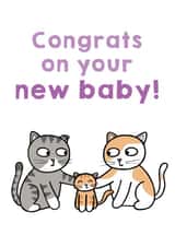 Congratulations on your new baby cat card. created by Penguin Parade