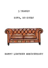 Funny 3rd Anniversary Card - Leather Anniversary - Sofa created by Panda and the Prince