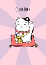 Lucky Cat Good Luck Card created by Send Salutations