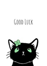 Black Cat with Four Leaf Clover Good Luck Card created by Send Salutations