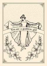 Feminist girly goddess card created by Dear Dainty Designs