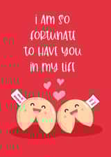 Adorable Fortune Cookie Anniversary Love Valentine Card created by Emoticology Cards