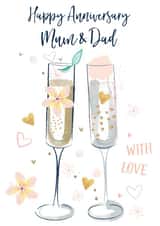Classic Champagne Anniversary Card - Parents - Mum & Dad - Happy Anniversary Mum & Dad created by Katie Phythian Design