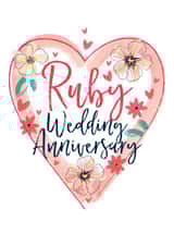 Pretty Floral Ruby Anniversary - 40 Years - Ruby Wedding Anniversary created by Katie Phythian Design