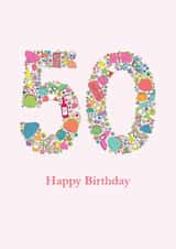 Girlie things 50th birthday card created by mrs L cards