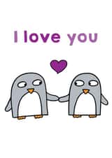I love you. Penguin Anniversary or Valentine's Day card. created by Penguin Parade