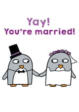 Yay you're married! - Cute penguin wedding card created by Penguin Parade