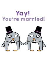 Yay you're married! - gay penguin wedding card created by Penguin Parade