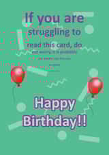struggling read Birthday Card 46611 created by Tom's Cards