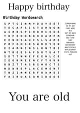 crossword wordsearch Birthday Card 46654 created by Tom Learoyd
