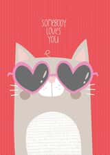 Somebody Loves You Cat With Heart Sunglasses created by Alice Potter