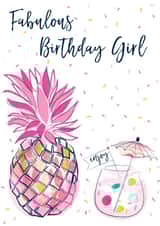 Pretty Birthday Card - Cocktail - Fabulous Birthday Girl created by Katie Phythian Design