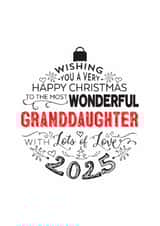 Happy Christmas Wonderful Granddaughter Bauble Design Card for Christmas 2025 created by Little Red Cherry