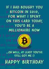 Bitcoin Birthday Card created by Fliss Muir
