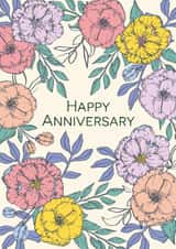 Pretty Floral Anniversary Card - Flowers created by Sazerelli Designs