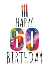 60th Birthday Cake and Candles Card For Friends or Family - Abstract Art Design created by size3art