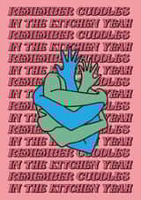 cuddle cuddles in the kitchen Valentines Day Card 21140 created by Fun Has More Stories