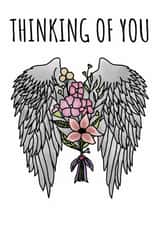 wings flowers Thinking of you Card 21061 created by Cowpat Designs