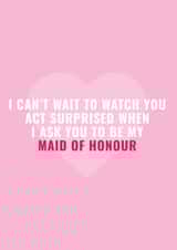 Maid of honour - Act surprised - Pink wedding card created by Blush & Blossom