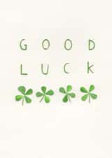 four leaf clover typography Good Luck Card 1220 created by Stacey Knights