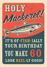 Retro Adult Mackerel Fish 60th Birthday Card created by Emoticology Cards