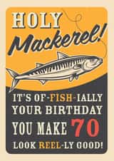 Retro Adult Mackerel Fish 70th Birthday Card created by Emoticology Cards