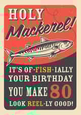 Retro Adult Mackerel Fish 40th Birthday Card 1001 created by Emoticology Cards