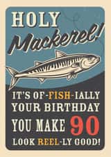Retro Adult Mackerel Fish 90th Birthday Card created by Emoticology Cards