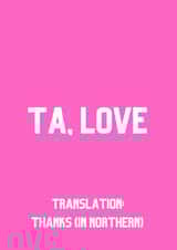 ta love Thank You Card 12290 created by A lovely thought